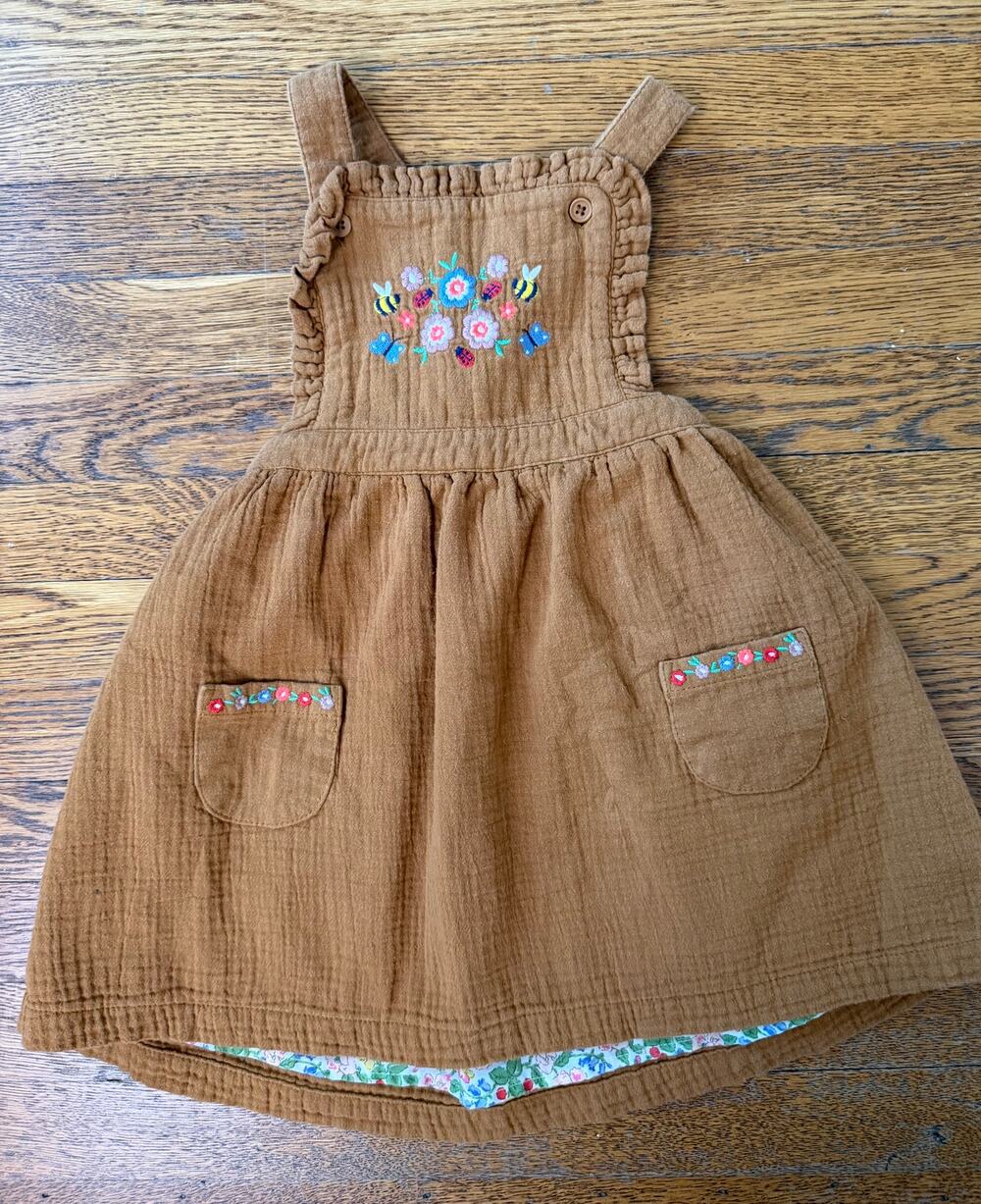 Mini Boden Girls' Embroidered Pinafore Size 2-3